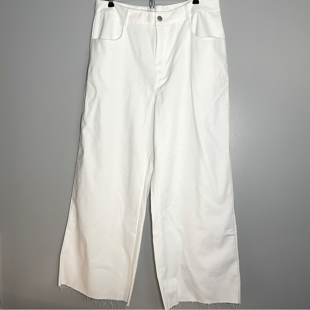 SCARLETT SHEIN WHITE/BEIGE WIDE LEG PANTS SZ/12